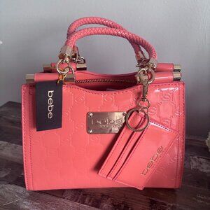 NWT Bebe Dana Monogram Top Handle Crossbody Purse Peach